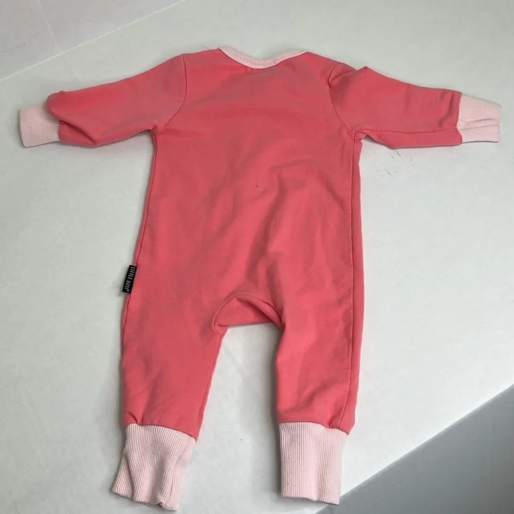Little Bipsy pink two-way Zip onesie EUC size 3-6 months